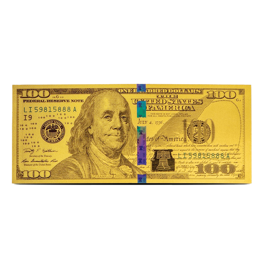 1 Gram $100 Benjamin Franklin Replica Gold Note