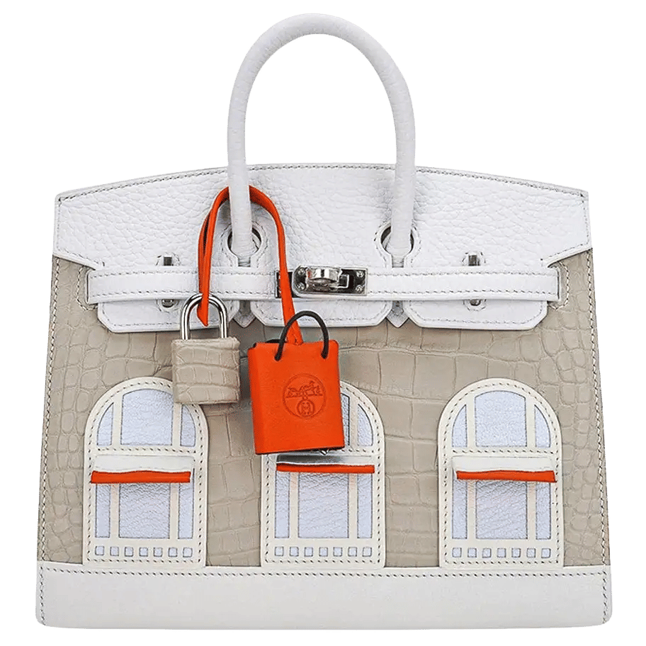 Hermes Birkin Faubourg 20 Sellier Neige White Alligator Bag
