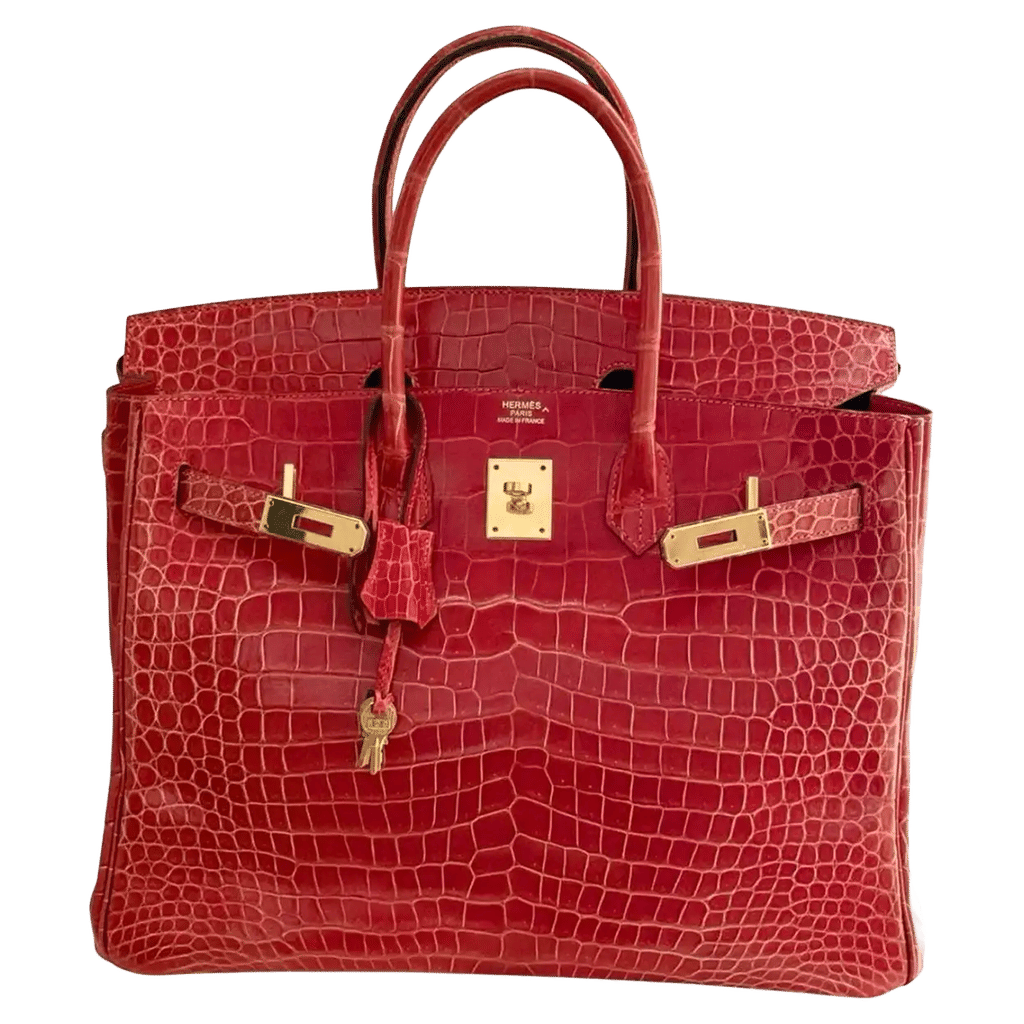 Hermes Birkin 35 Geranium Shiny Porosus Crocodile Bag GHW