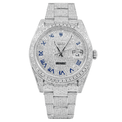 Rolex Datejust Steel Bustdown Blue Roman Numerals 41mm