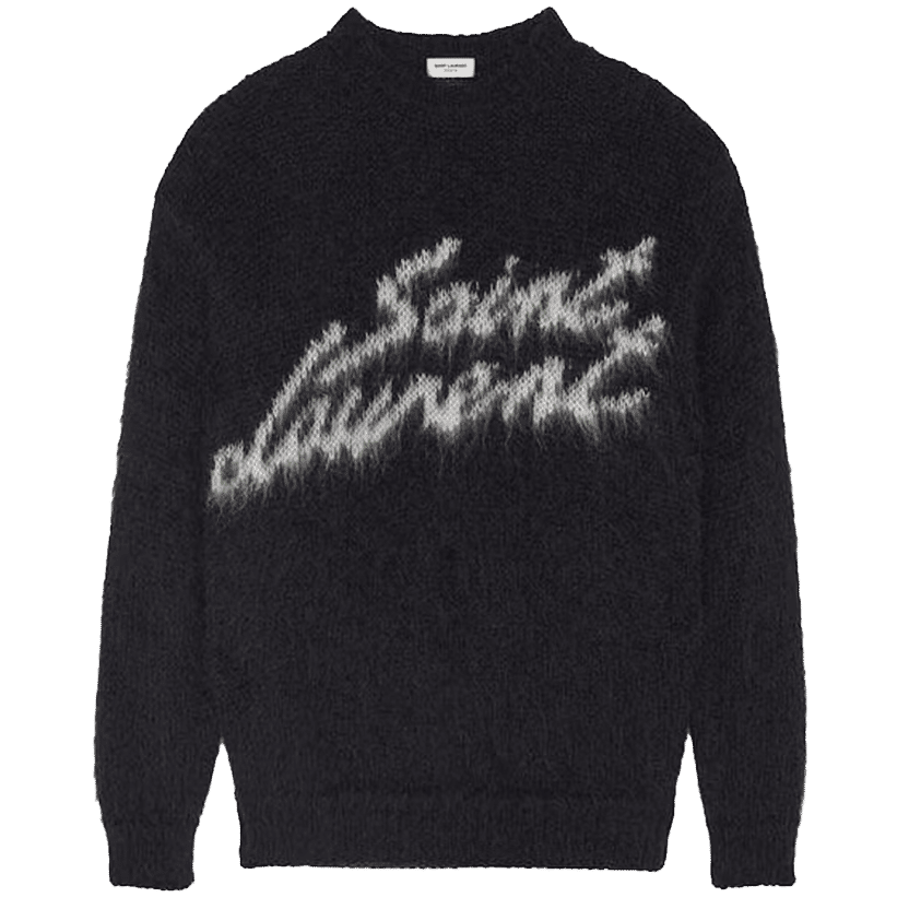 Saint Laurent 90S Sweater In Mohair Black White