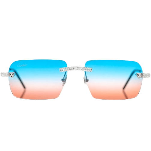 Cartier Panther Glasses Iced Out Diamond Rimless - 3.00ctw - White Gold