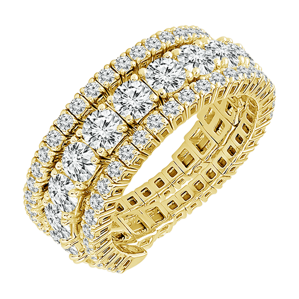 14 Karat Yellow Gold Ladies Diamond Flexible Ring 3.50 Carats
