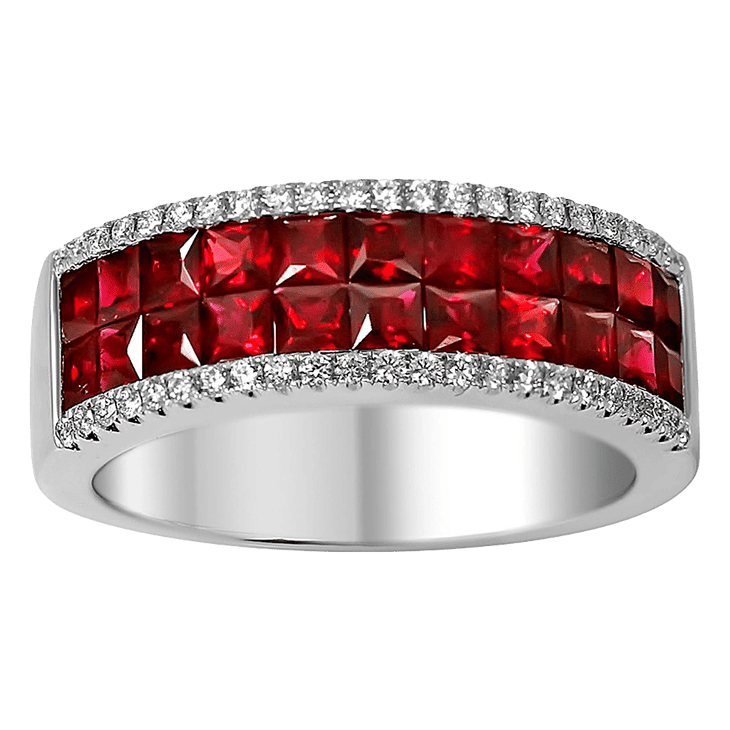 Ladies Diamond Ring with Rubies 2.00 Carats