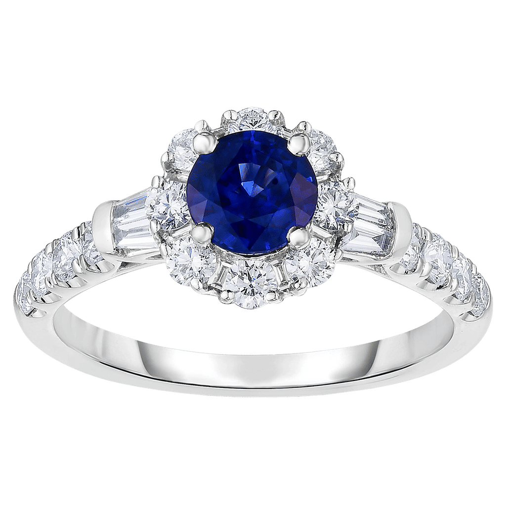 Ladies Diamond Ring with Sapphire 0.64 Carats