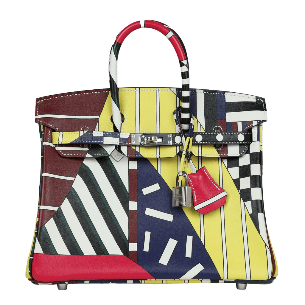 Hermès "One Two Three and Away We Go" Birkin 25 Multicolor Swift Palladium Hardware