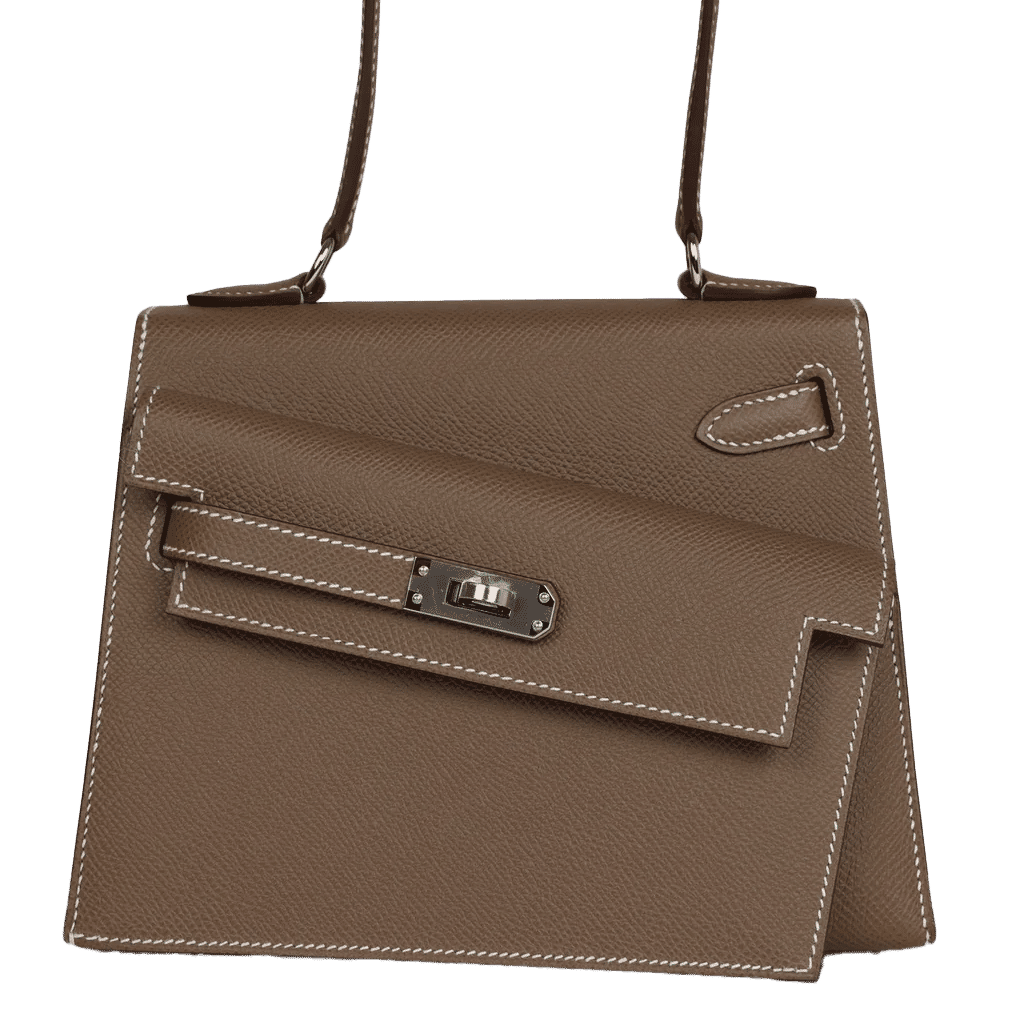 Hermès Kelly Sellier en Desordre 20 Etoupe Epsom Palladium Hardware