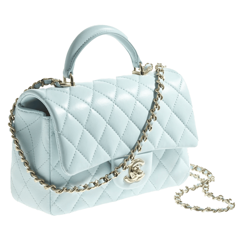 Chanel Flap Bag with Top Handle Mini Baby Blue