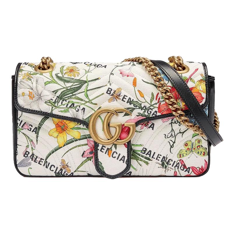 Gucci x Balenciaga The Hacker Project Small GG Marmont Bag White Flora