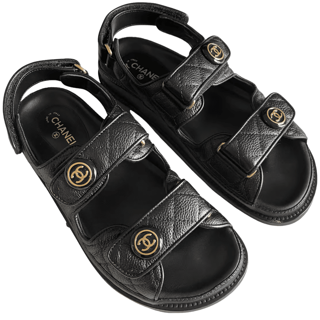 Chanel Quilted Dad Sandal Black Leather