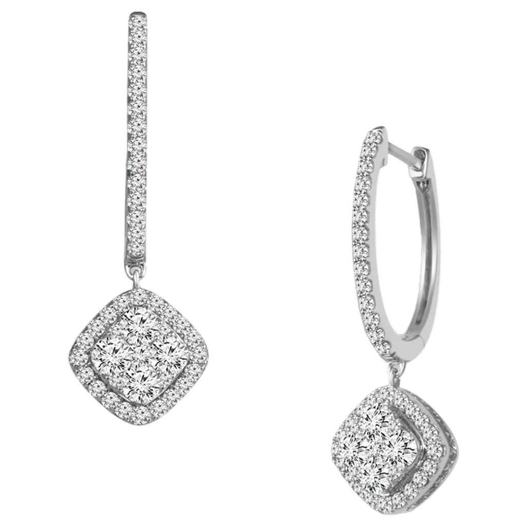 14 Karat White Gold Ladies Diamond Earrings 1.50 Carats
