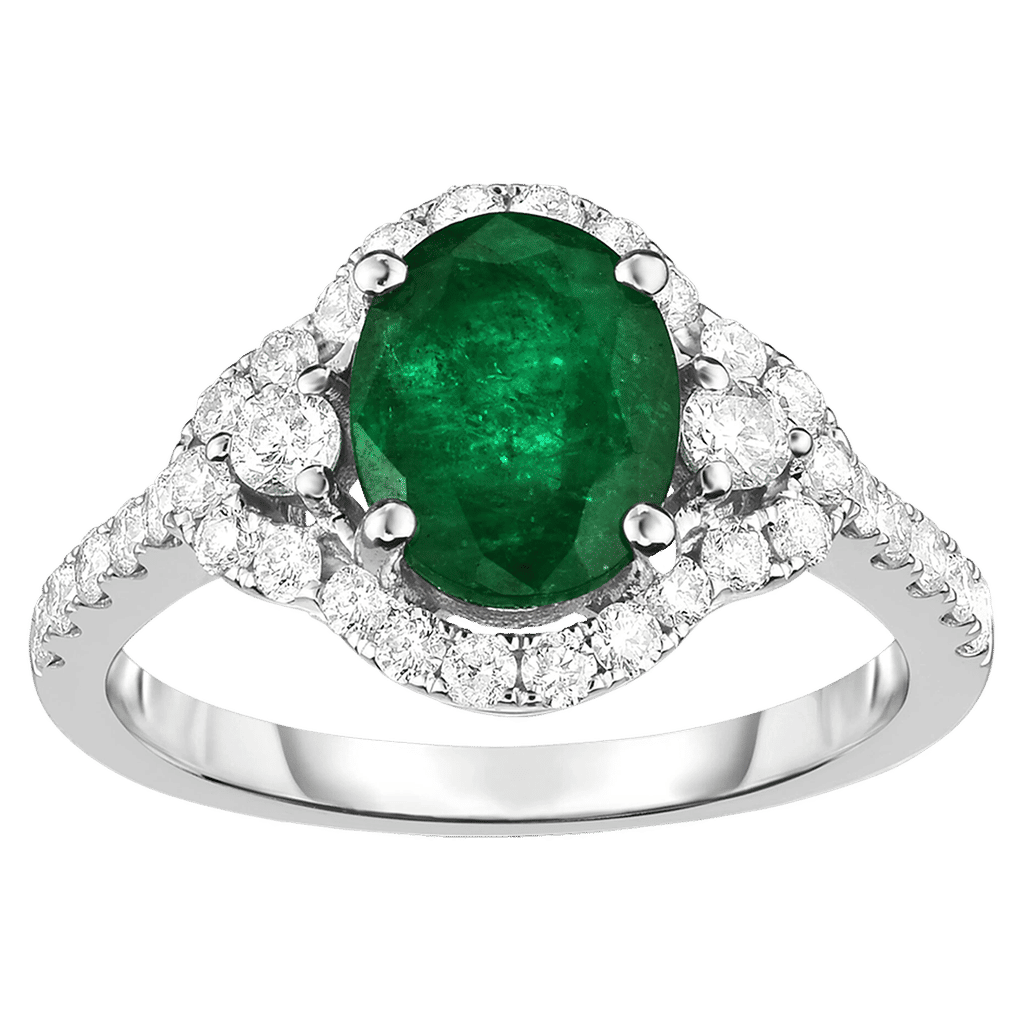 Ladies Diamond Ring with Emerald 1.71 Carats