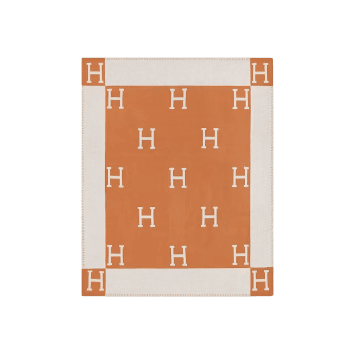 Hermes Avalon Throw BlanketEcru/Potiron