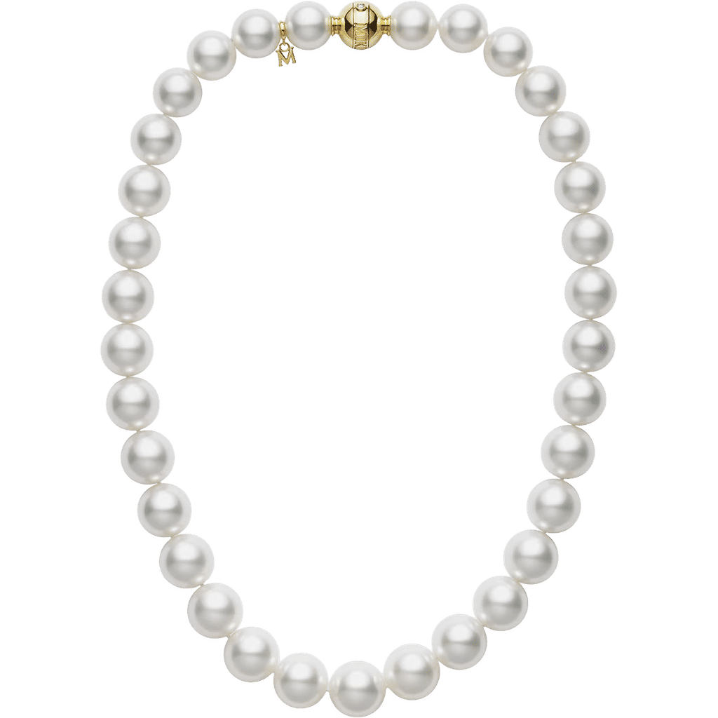 MIKIMOTO 18k Yellow Gold Cultured White South Sea Pearl Necklace