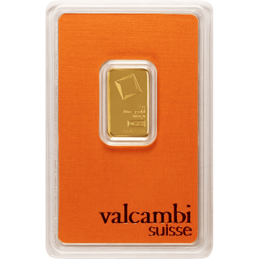 5 Gram Valcambi Gold Bar (New w/ Assay)