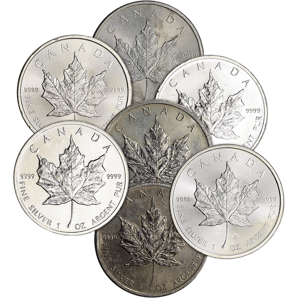 Canada Silver Maple Leaf 1 oz $5 - Random Date - Impaired