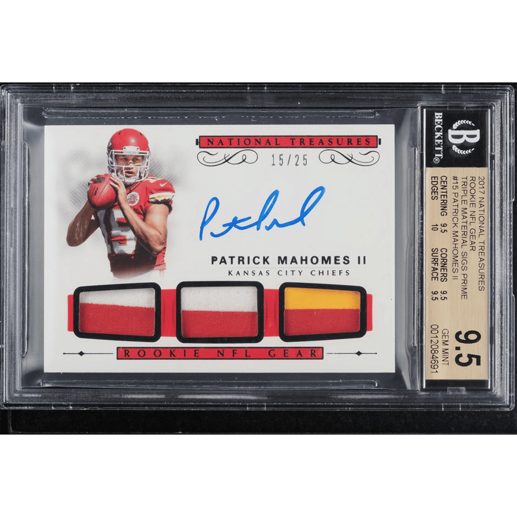 2017 National Treasures Patrick Mahomes II ROOKIE PATCH AUTO /25 BGS 9.5 GEM