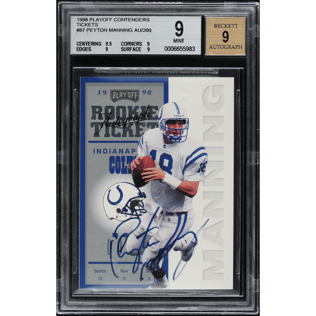 1998 Playoff Contenders Ticket Peyton Manning ROOKIE AUTO #87 BGS 9 MINT