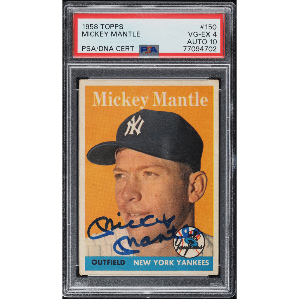1958 Topps Mickey Mantle AUTO DNA 10 #150 PSA 4 VGEX (PWCC-E)