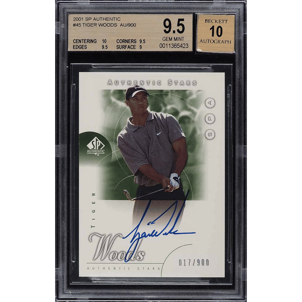 2001 SP Authentic Golf Tiger Woods ROOKIE AUTO /900 #45 BGS 9.5 GEM MINT