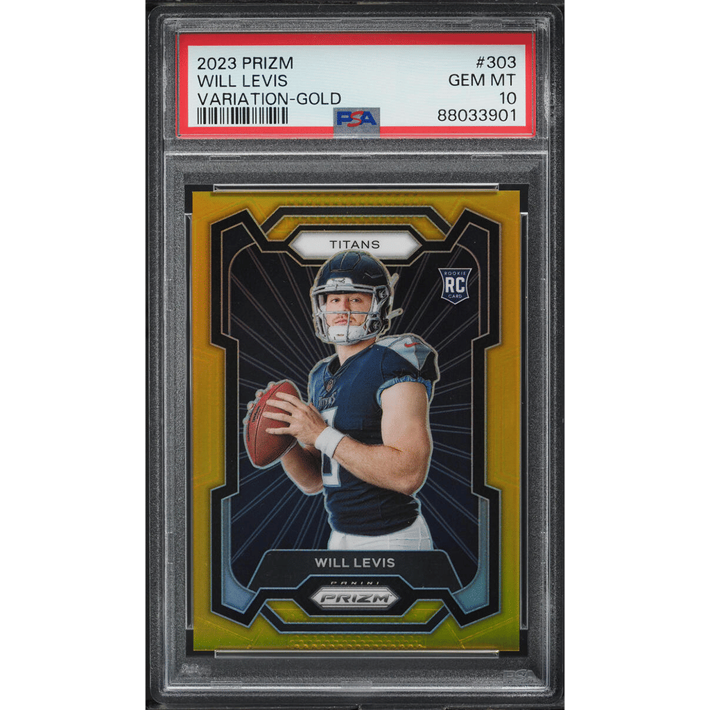 2023 Panini Prizm Variation Gold Will Levis ROOKIE JSY # 8/10 #303 PSA 10 GEM