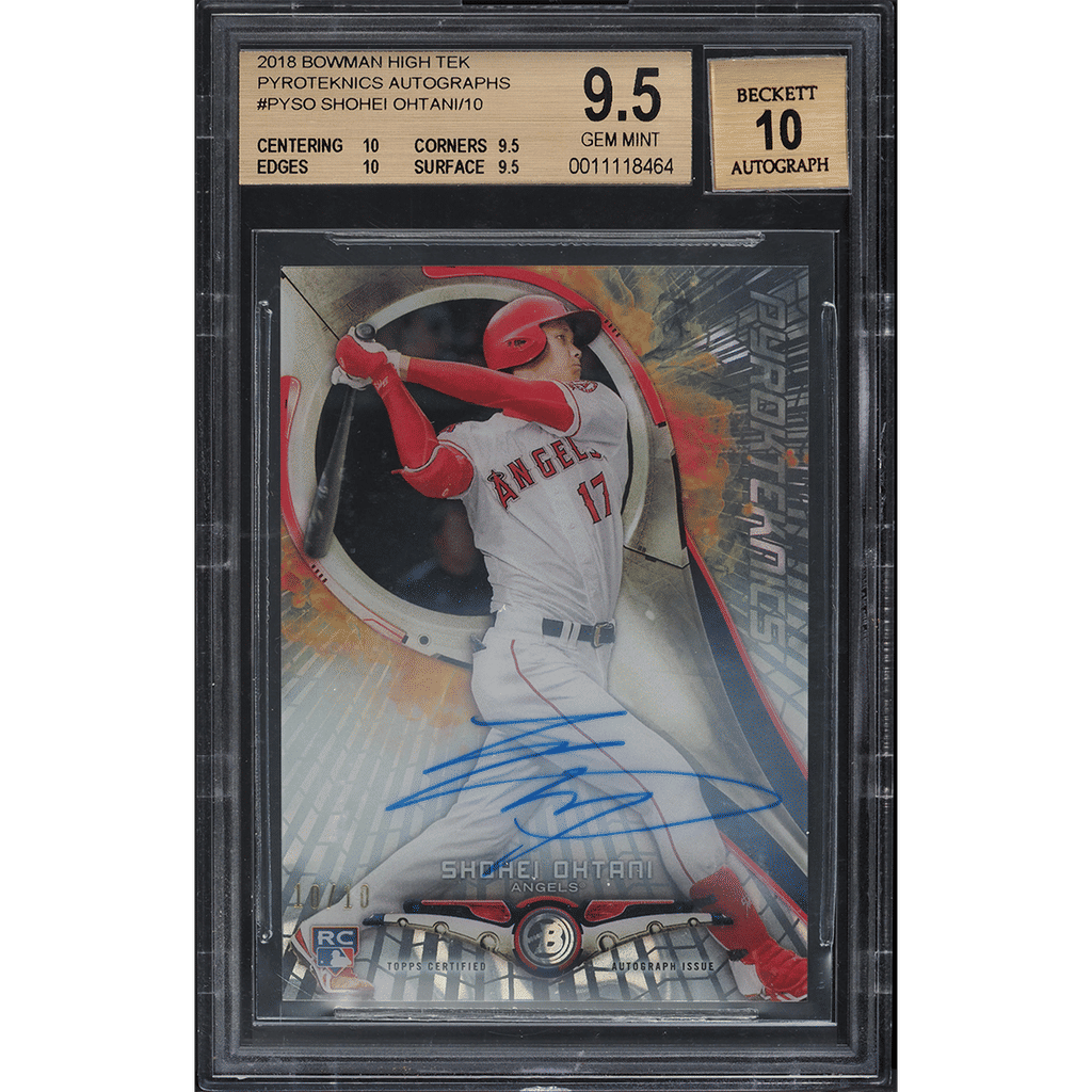 2018 Bowman High Tek Pyroteknics Shohei Ohtani ROOKIE AUTO /10 #PY-SO BGS 9.5