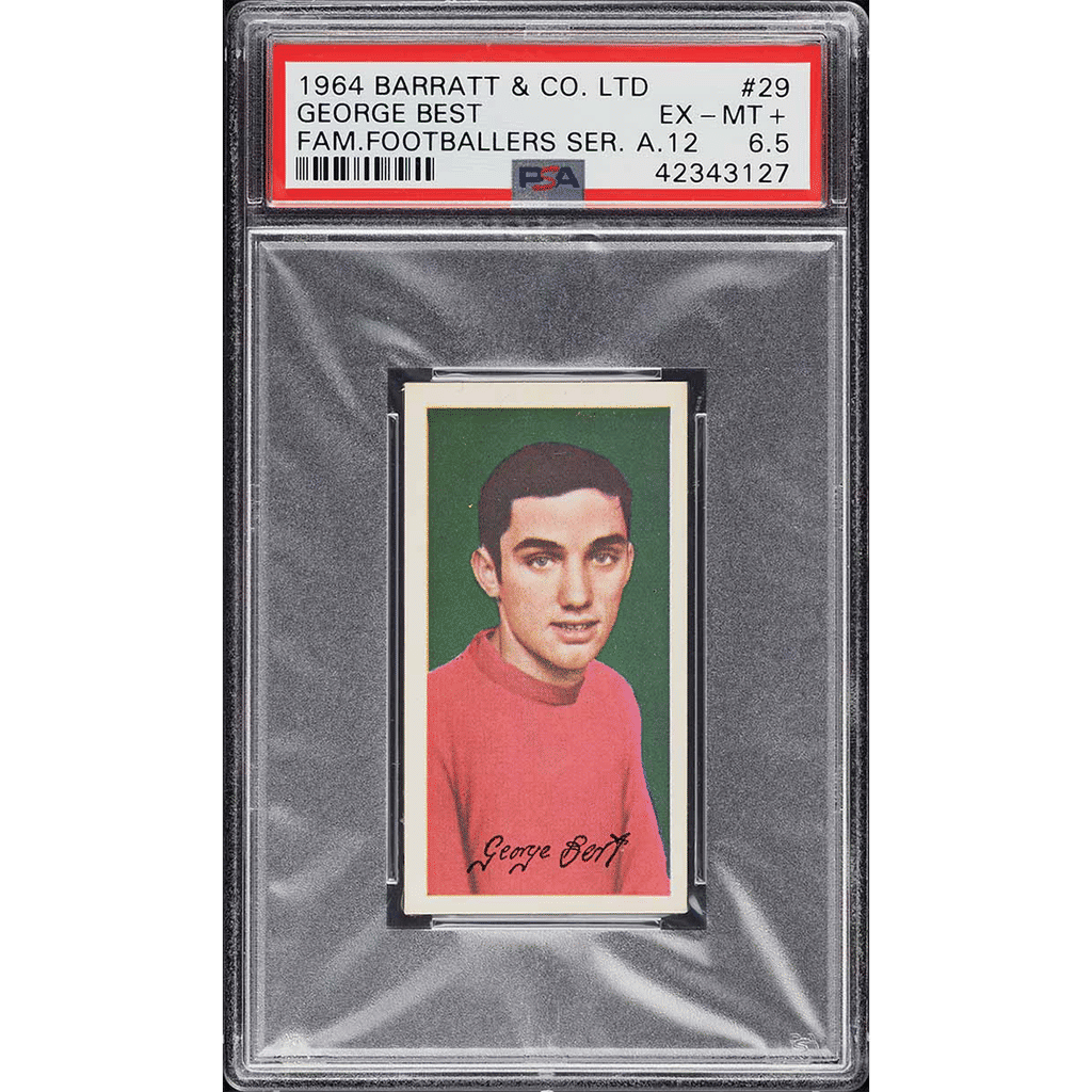 1964 Barratt Famous Footballers Series George Best ROOKIE #29 PSA 6.5 EXMT+