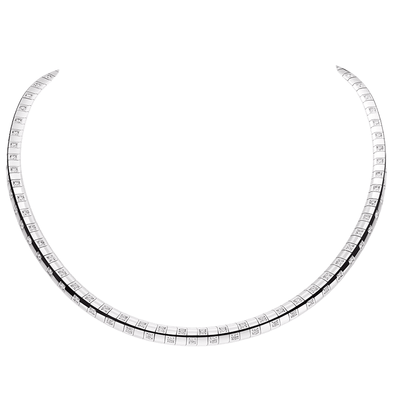 Le Damier de Louis Vuitton Large Necklace, White Gold and Diamonds