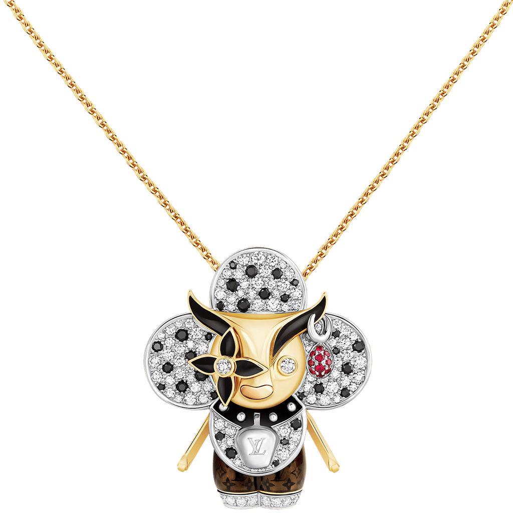 Vivienne Ox Pendant, 3 Golds, Lacquer, Diamonds & Colored Gemstones