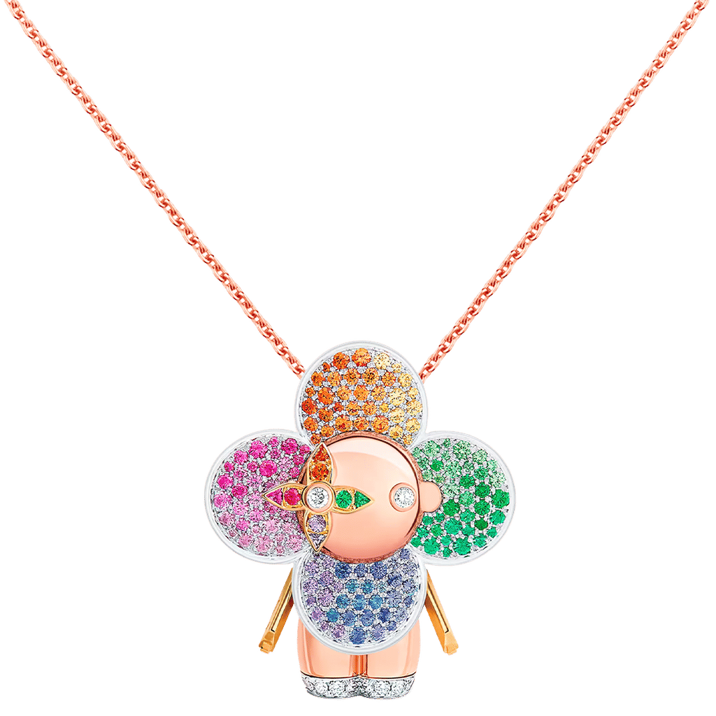 Vivienne Rainbow Pendant, 3 Golds, Diamonds & Colored Gemstones