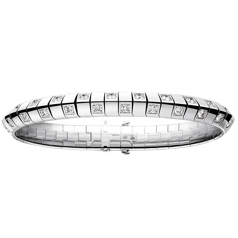 Le Damier de Louis Vuitton Large Bracelet, White Gold and Diamonds