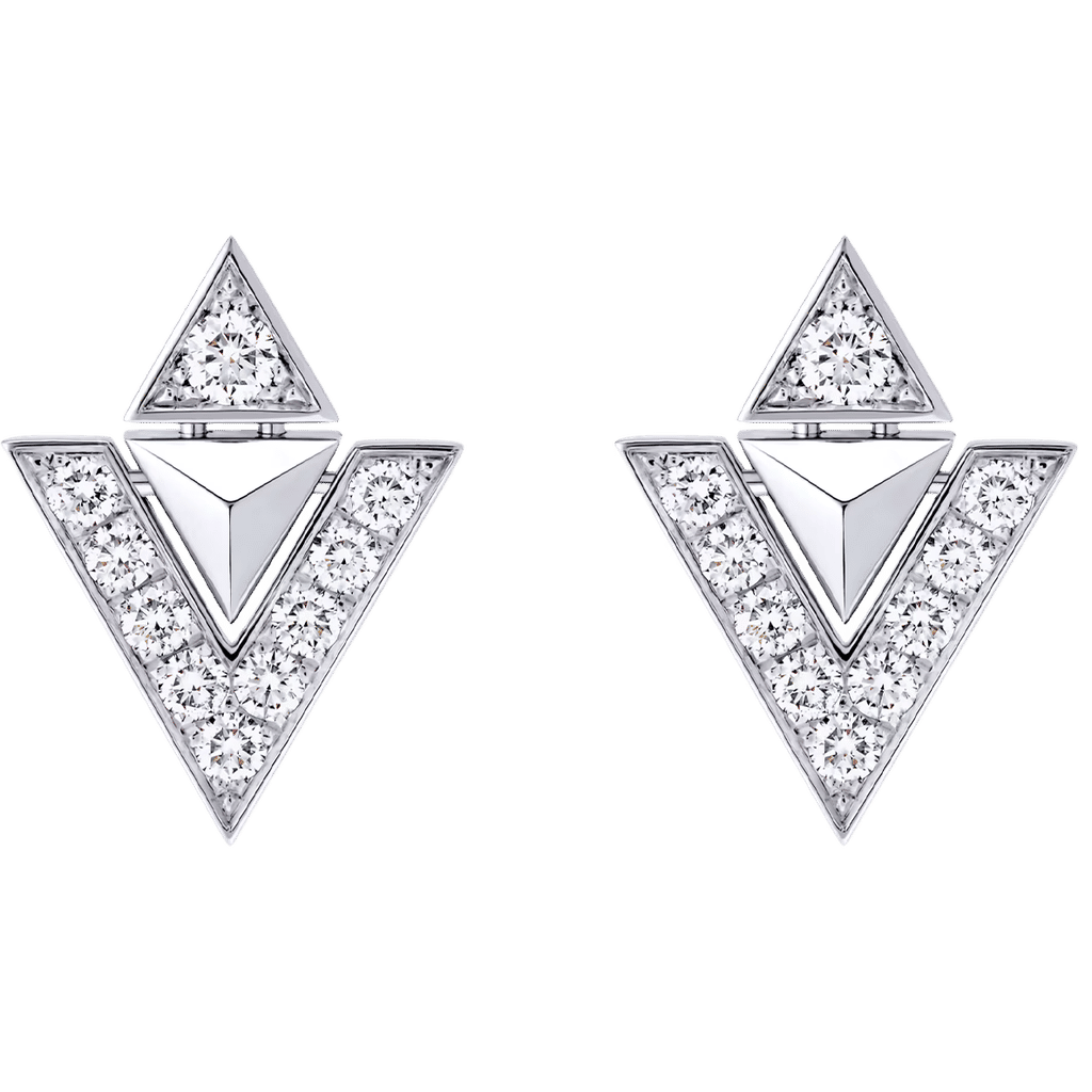 Pure V Earrings, White Gold and Diamonds