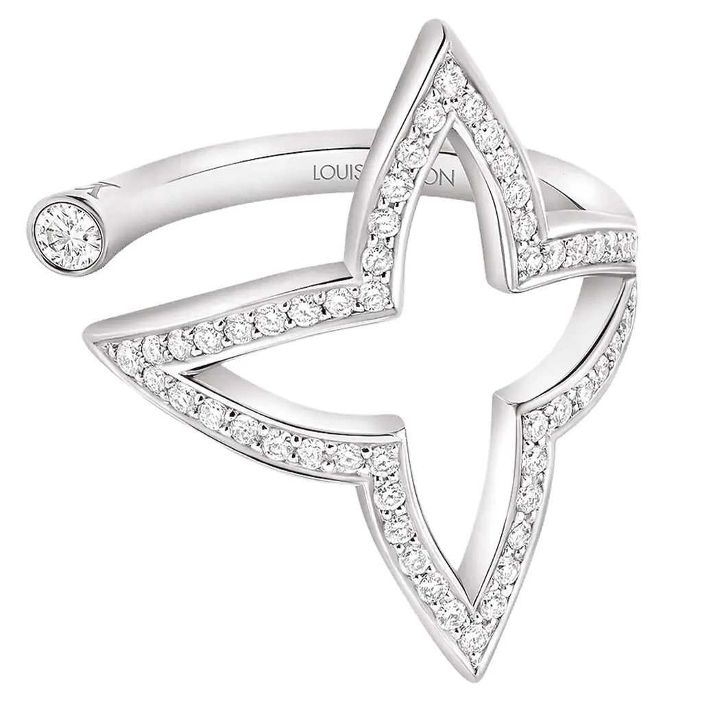 Ombre Blossom Open Ring, White Gold and Diamonds
