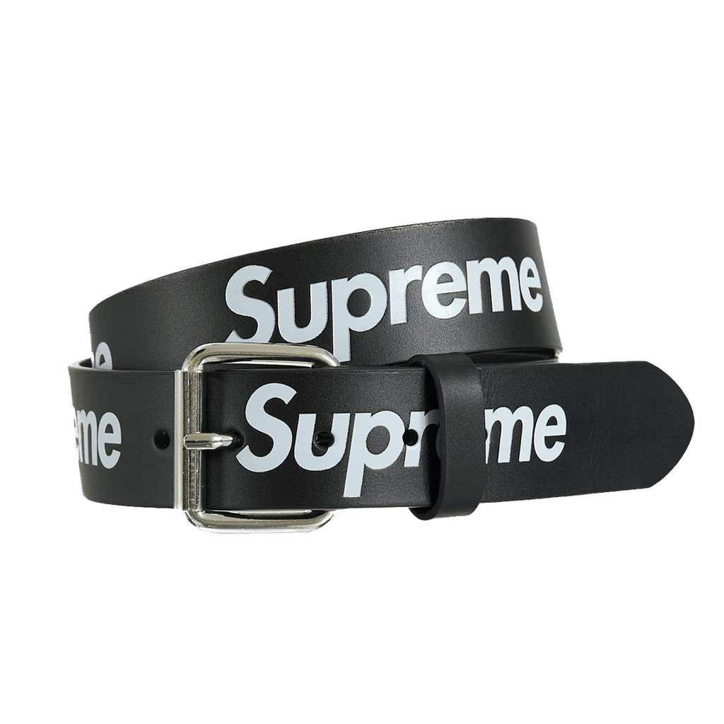 Supreme Repeat Leather Belt Black