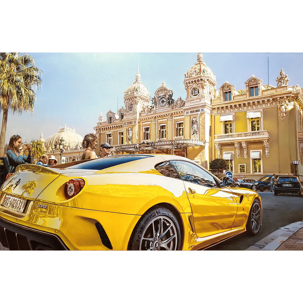 "Yellow Ferrari" Photorealism Painting 2020