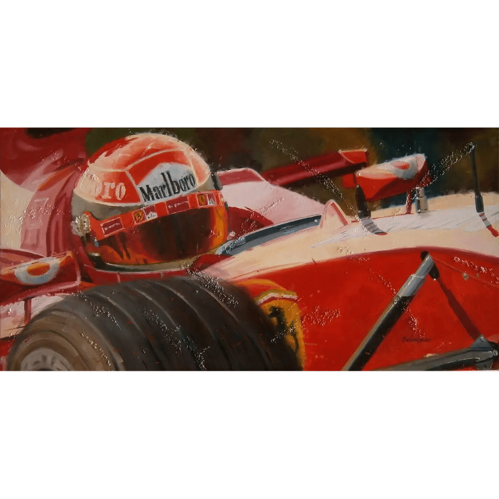 Alex Balaguer Balaguer Car Races Schumacher 2001. car original figurative acrylic painting 2015