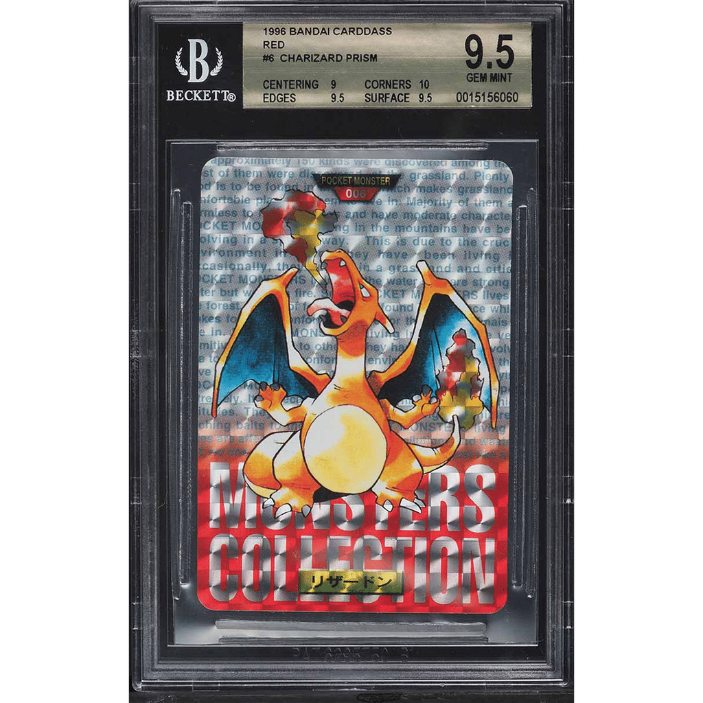 1996 Pokemon Japanese Bandai Carddass Red Prism Charizard #6 BGS 9.5 GEM MINT