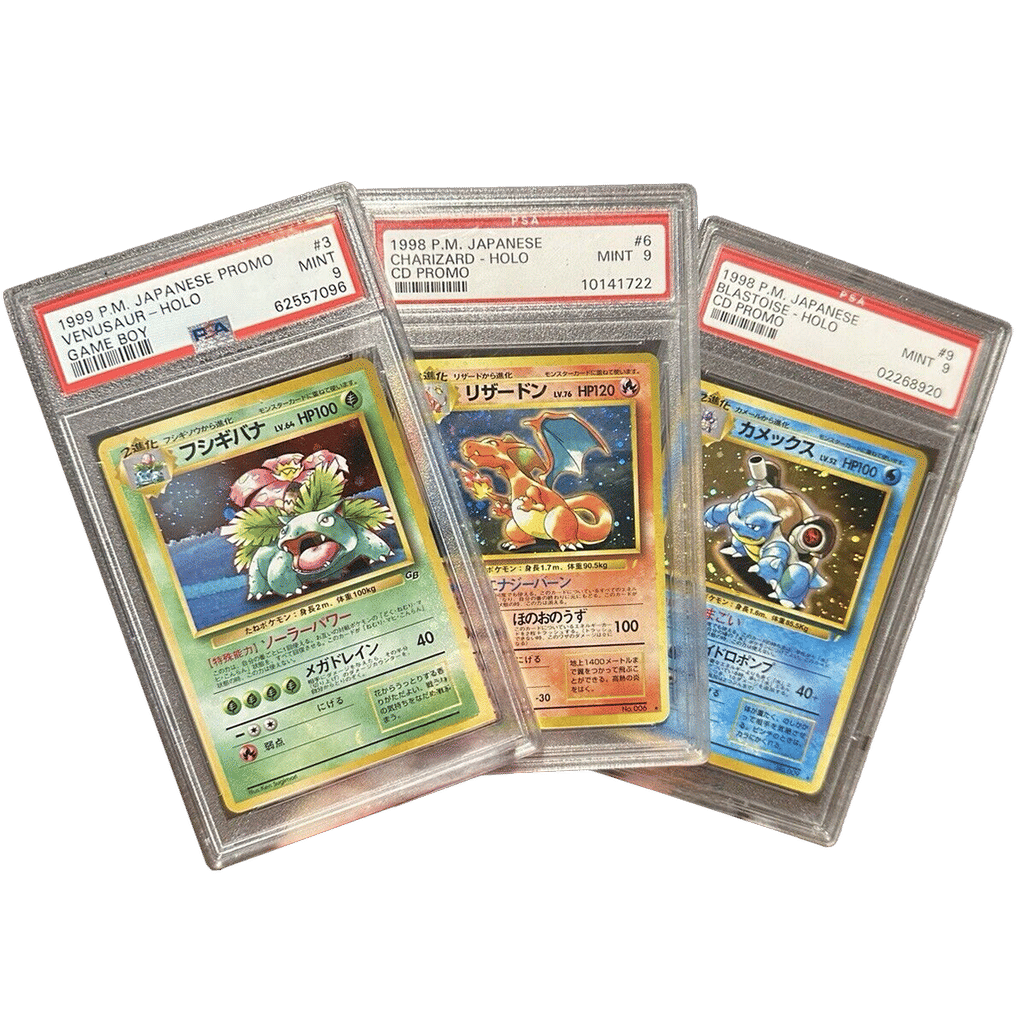 1998 TRIO SET Charizard CD, Blastoise CD, Venusaur GB PROMO PSA 9