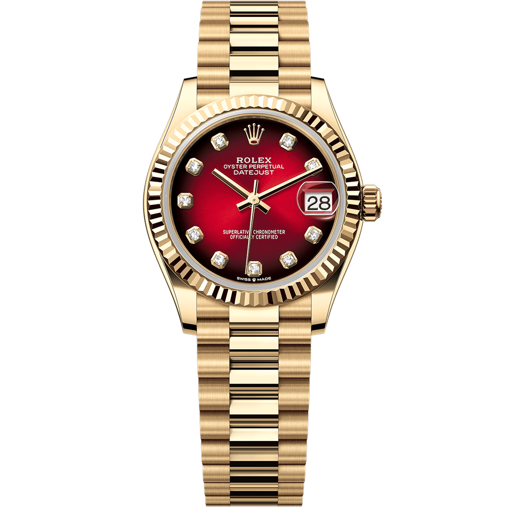 Rolex Datejust Yellow Gold Red Ombré Diamonds 31mm
