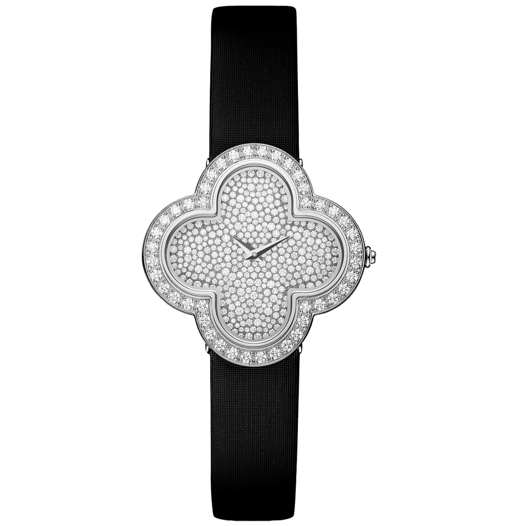 Van Cleef Alhambra watch, medium model 18K white gold, Diamond