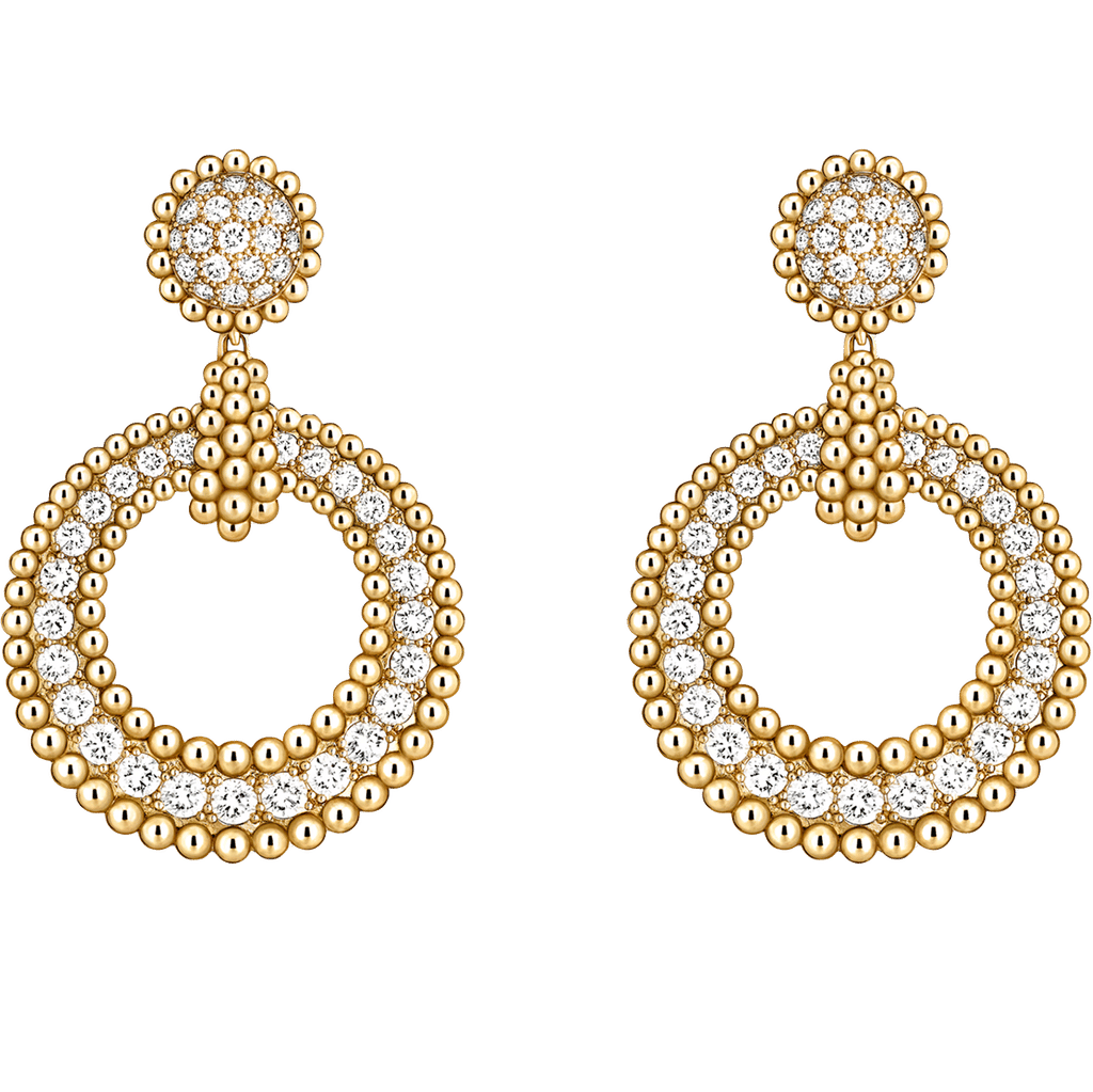 Van Cleef Perlée diamonds earrings 18K yellow gold, Diamond