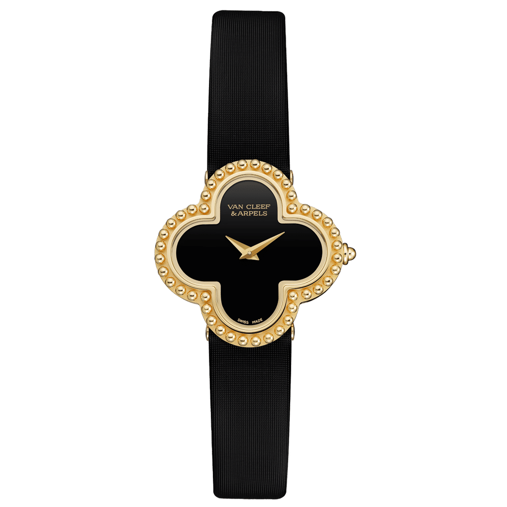 Van Cleef Alhambra watch, small model 18K yellow gold, Onyx