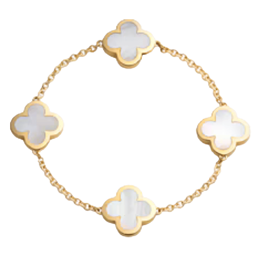 Van Cleef Pure Alhambra bracelet, 4 motifs 18K yellow gold, Mother-of-pearl