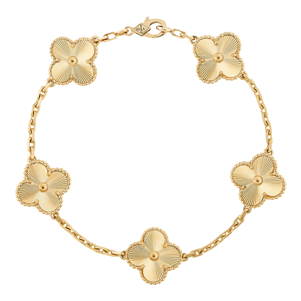Van Cleef Vintage Alhambra bracelet, 5 motifs 18K yellow gold