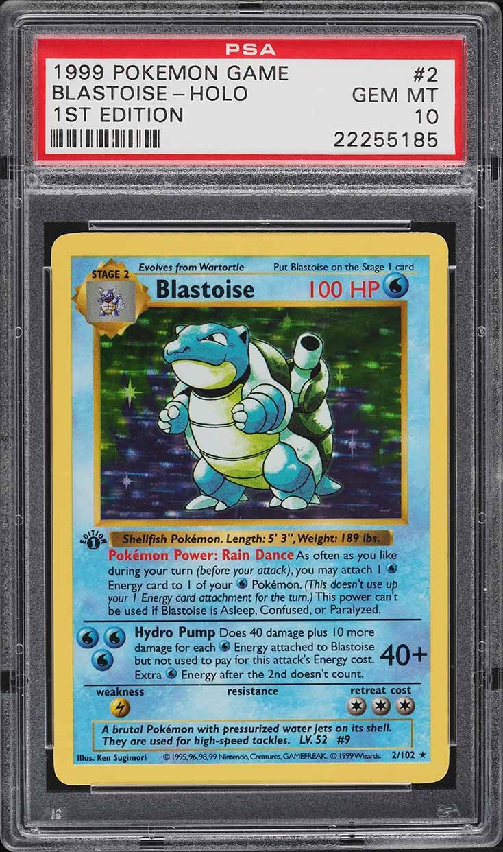 1999 Pokemon Base Set Shadowless 1st Edition Holo Blastoise #2 PSA 10 GEM MINT