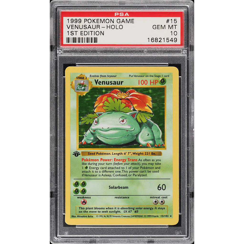 1999 Pokemon Base Set Shadowless 1st Edition Holo Venusaur #15 PSA 10 GEM MINT