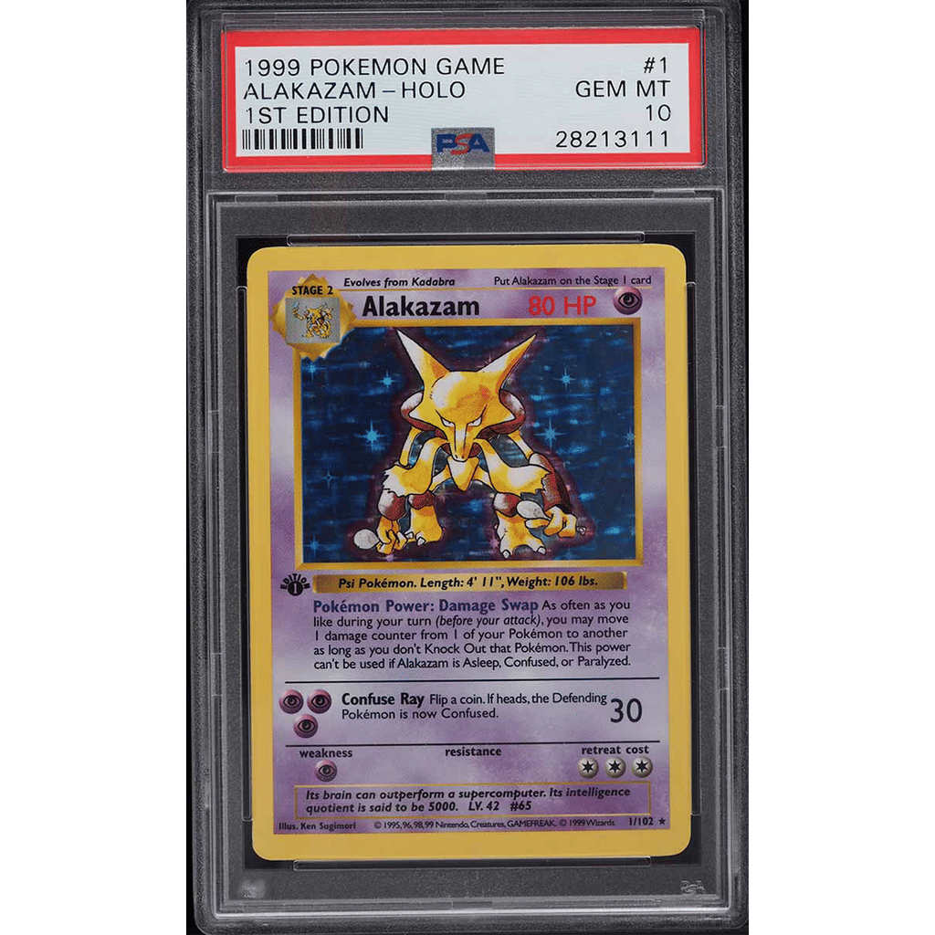 1999 Pokemon Base Set Shadowless 1st Edition Holo Alakazam #1 PSA 10 GEM MINT