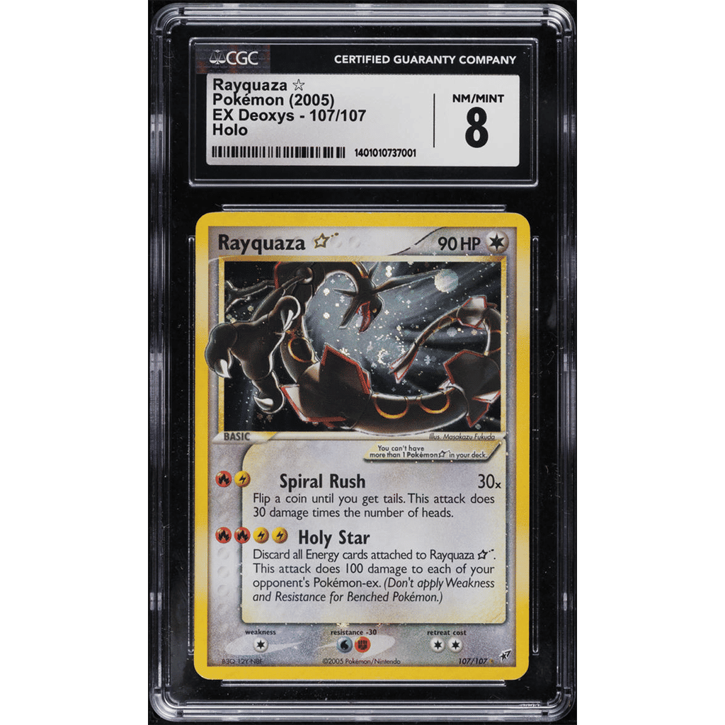 2005 Pokemon EX Deoxys Holo Rayquaza Gold Star #107 CGC 8 NM-MT