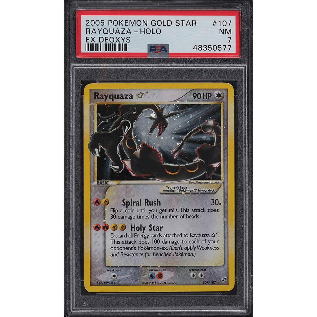 2005 Pokemon EX Deoxys Holo Rayquaza Gold Star #107 PSA 7 NRMT