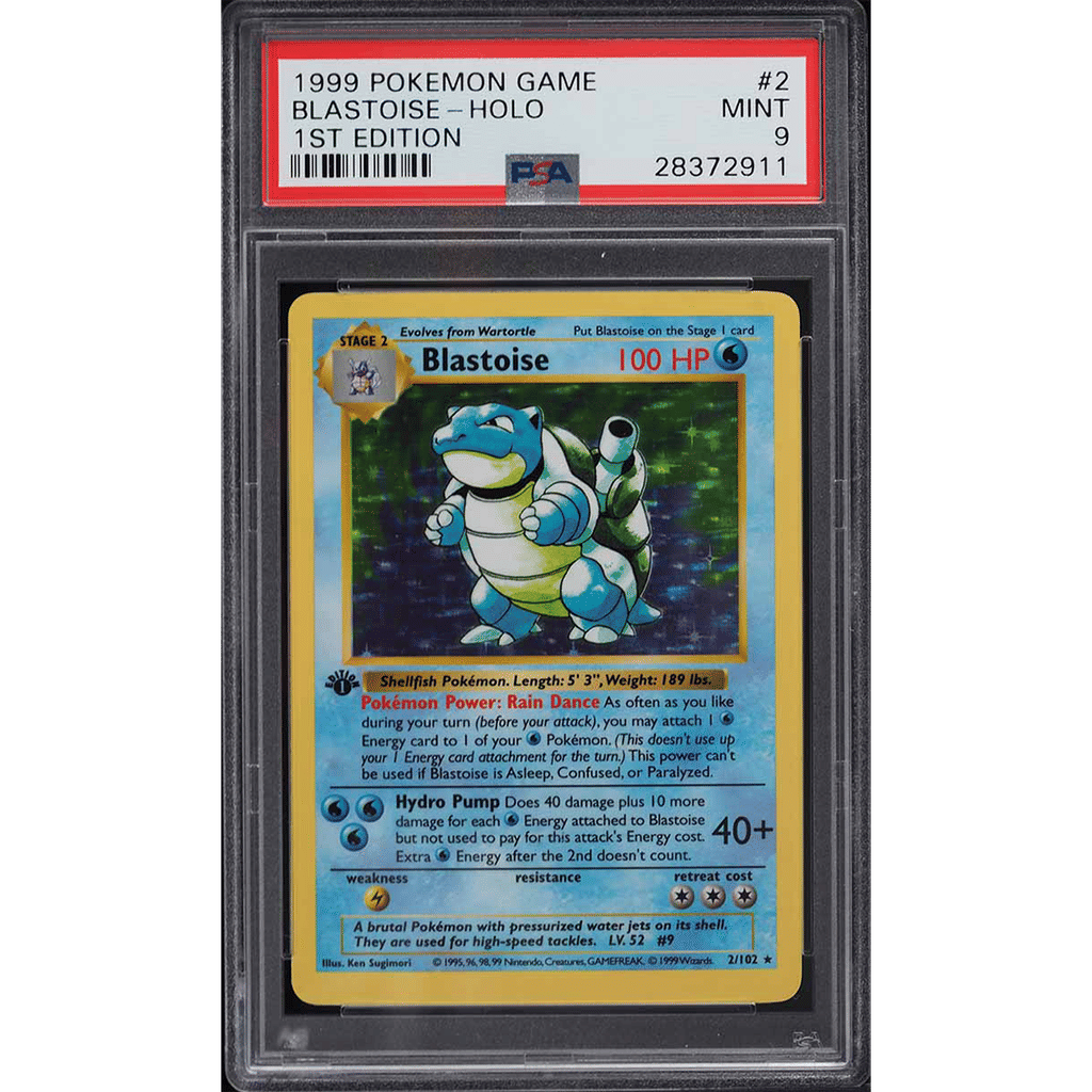 1999 Pokemon Base Set Shadowless 1st Edition Holo Blastoise #2 PSA 9 MINT